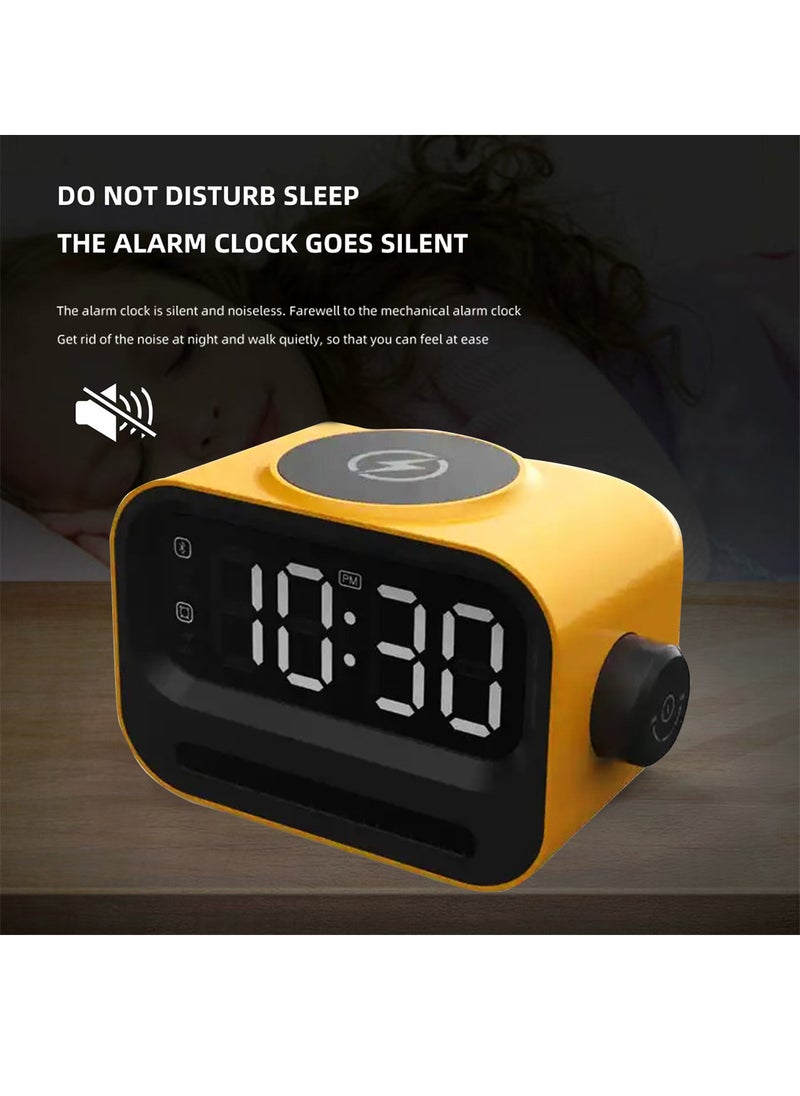 Sharpdo 6-In-1 Multifunctional Smart Wireless Charging Bluetooth Speaker, Atmosphere Light/Digital Display Clock/Alarm Clock/Smart Wireless Charging/Bluetooth Speaker - Image 4