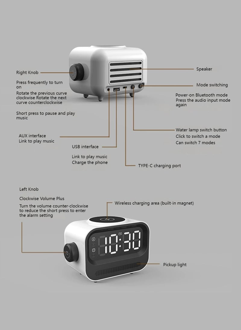 Sharpdo 6-In-1 Multifunctional Smart Wireless Charging Bluetooth Speaker, Atmosphere Light/Digital Display Clock/Alarm Clock/Smart Wireless Charging/Bluetooth Speaker - Image 5