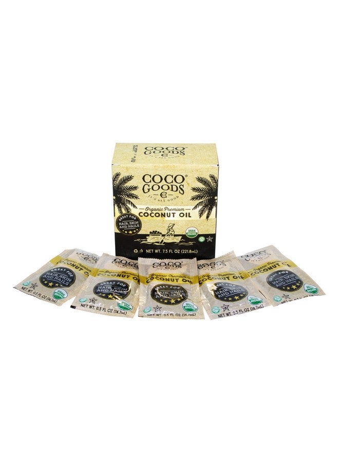 cocogoodsco زيت جوز الهند العضوي الممتاز من كوكو غودز كو، مستخرج بالطرد المركزي - رائع للعناية بالشعر والأظافر، مرطب للبشرة 7.5 أونصة سائلة (عبوة سفر/راحة، 0.5 أونصة سائلة × 15 عدد) - Image 1