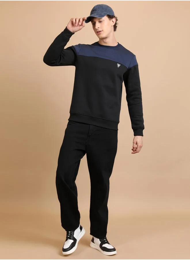 Ketch Color Block Badge Detail Sweatshirt by Styli