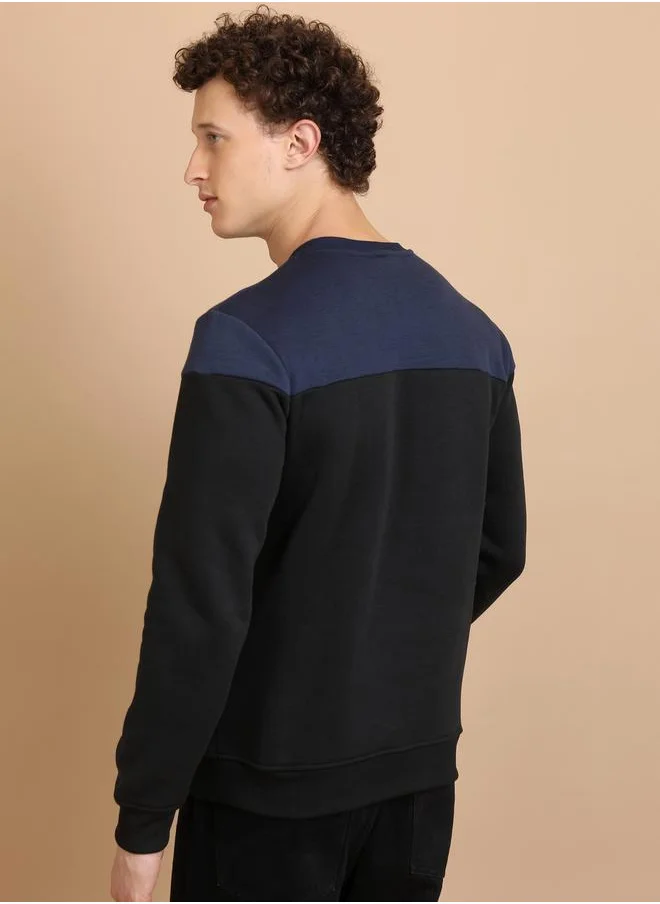 Ketch Color Block Badge Detail Sweatshirt by Styli