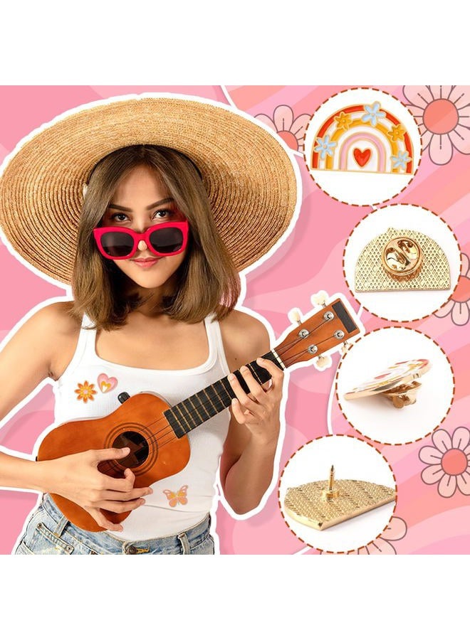 DTOFOOT 36PCS Hippie Enamel Pins Bulk Preppy Lapel Badges for Women Girls DIY Brooch Pins for Hippie Costume Party Favors Accessories - Image 3