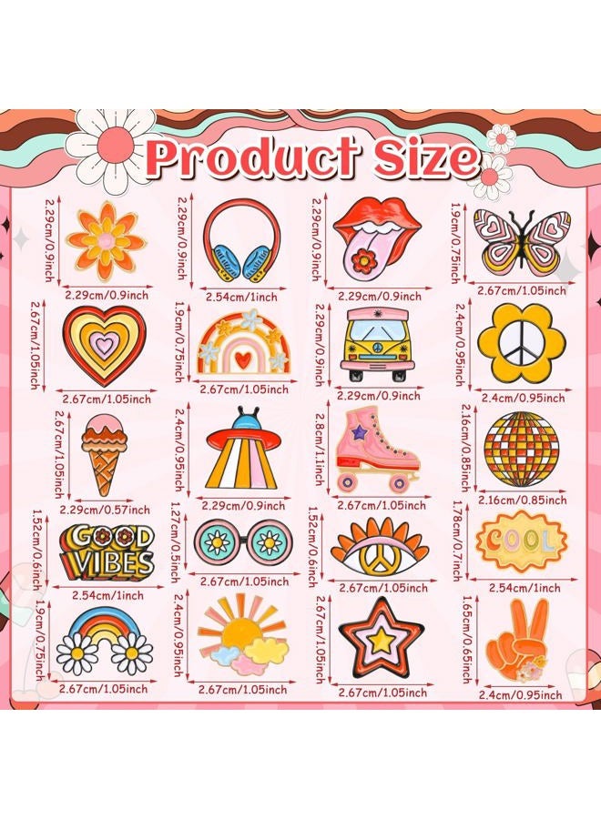 DTOFOOT 36PCS Hippie Enamel Pins Bulk Preppy Lapel Badges for Women Girls DIY Brooch Pins for Hippie Costume Party Favors Accessories - Image 2