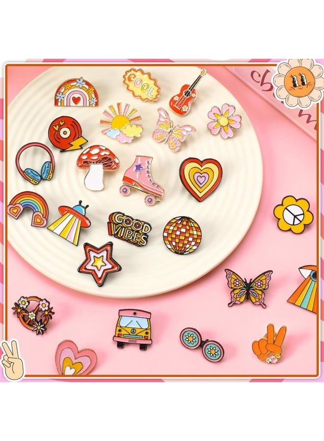 DTOFOOT 36PCS Hippie Enamel Pins Bulk Preppy Lapel Badges for Women Girls DIY Brooch Pins for Hippie Costume Party Favors Accessories - Image 4