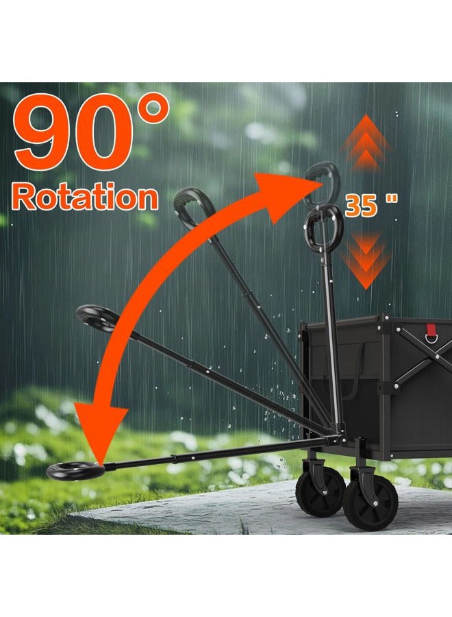 Yozoia 360LBS Heavy-Duty Wagons Carts Foldable, Collapsible Wagon Cart with Wheels and Tailgate, Folding Utility Wagon Carts for Groceries, Outdoor Camping, Shopping, Beach, Garden - Image 4