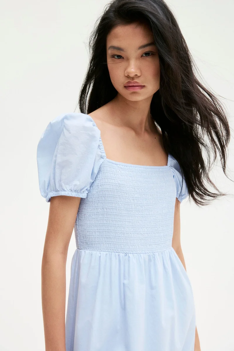 H&M Puff-sleeved cotton dress