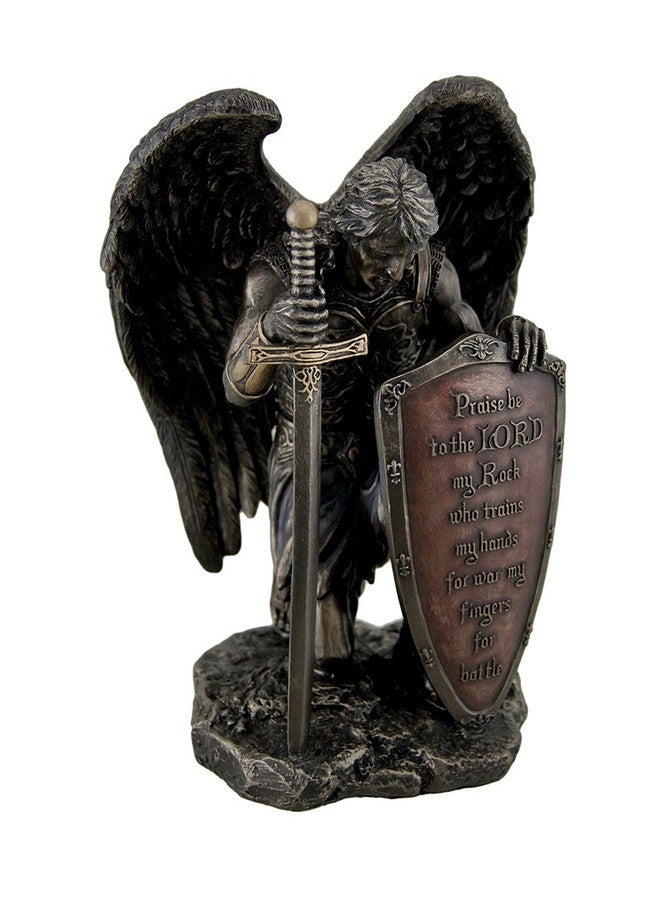 Veronese Design Veronese Resin Statues Praise Be to The Lord My Rock Kneeling Warrior Angel Statue 6 X 8 X 4.5 Inches Brown - Image 1