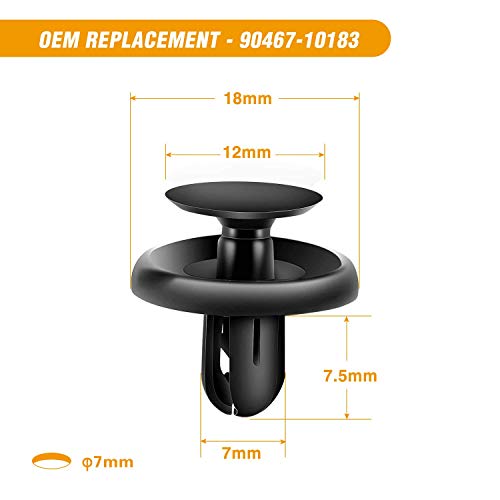 GOOACC 100PCS 6.5mm 7mm 9mm Compatible with Toyota Push Type Retainer 90467-10183,Engine Under Cover Push-Type Retainer for Lexus&Toyota Clips 90467-07201,for Toyota 52161-02020 Bonus Fastener Remover - Image 3