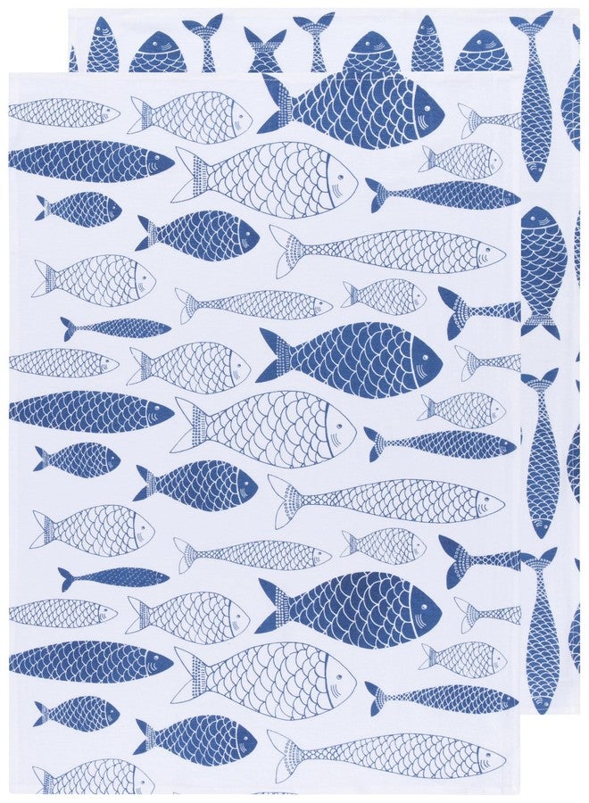 Now Designs Floursack Dishtowels Set of 2 | Royal Blue Fish Market - Image 1