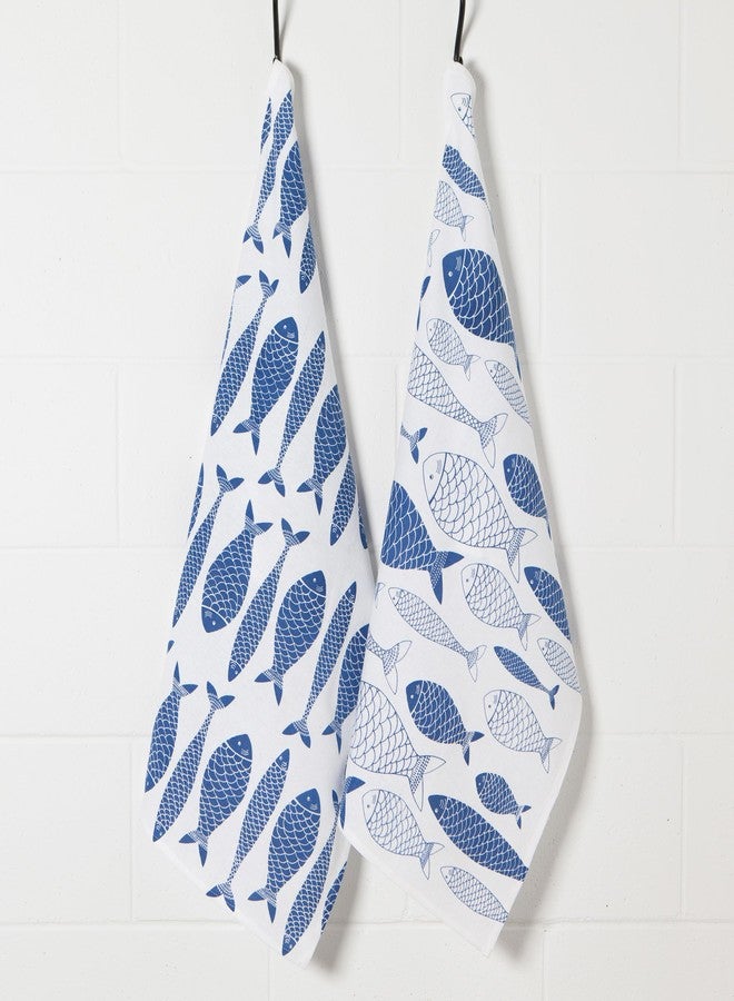 Now Designs Floursack Dishtowels Set of 2 | Royal Blue Fish Market - Image 2