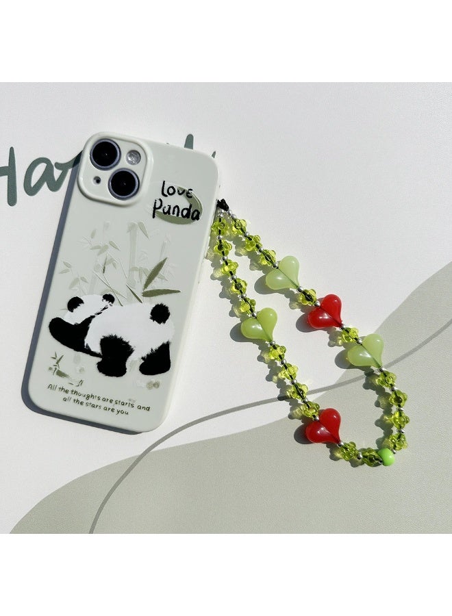 NIBEMINENT Beaded Phone Lanyard, Anti Lost Removable Wrist Strap,Love Heart Lantern Beads Bracelet Pendant, Phone Keychain Lanyard，Pink - Image 2