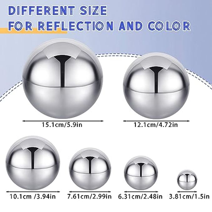 Shappy 6 Pcs Sensory Reflective Balls Stainless Steel Gazing Mirror Balls for Back to School Color Image Reflection Bedroom Ornaments (1.5,2.5,3,3.9,4.7,5.9 Inch) - Image 2