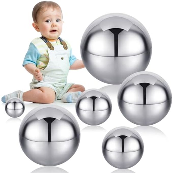 Shappy 6 Pcs Sensory Reflective Balls Stainless Steel Gazing Mirror Balls for Back to School Color Image Reflection Bedroom Ornaments (1.5,2.5,3,3.9,4.7,5.9 Inch) - Image 1