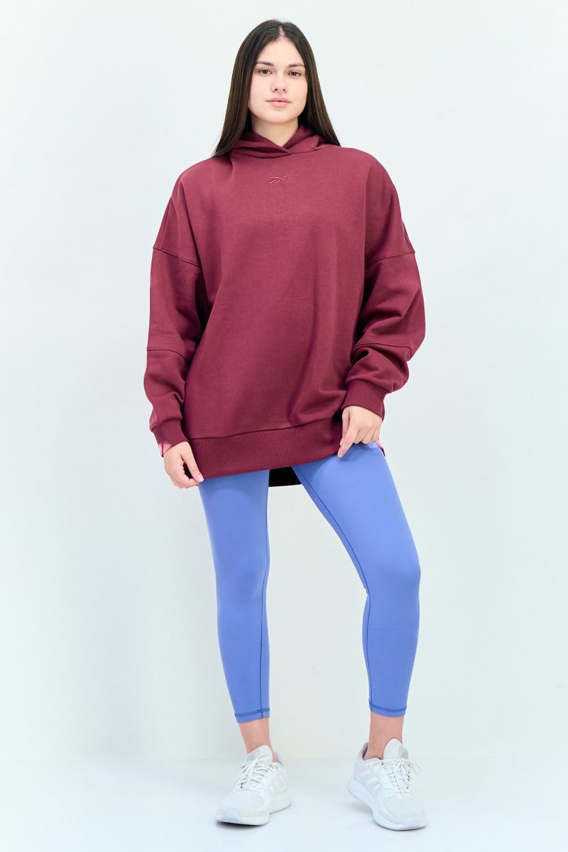 Reebok هودي خارجي للنساء بأكمام طويلة، مارون - Image 2