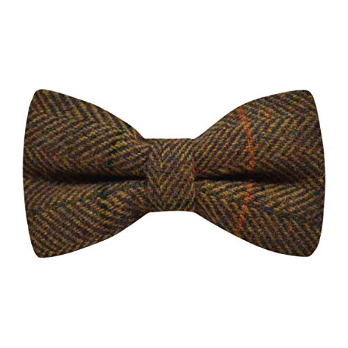 King & Priory Luxury Dijon Herringbone Check Bow Tie, Tweed - Image 2