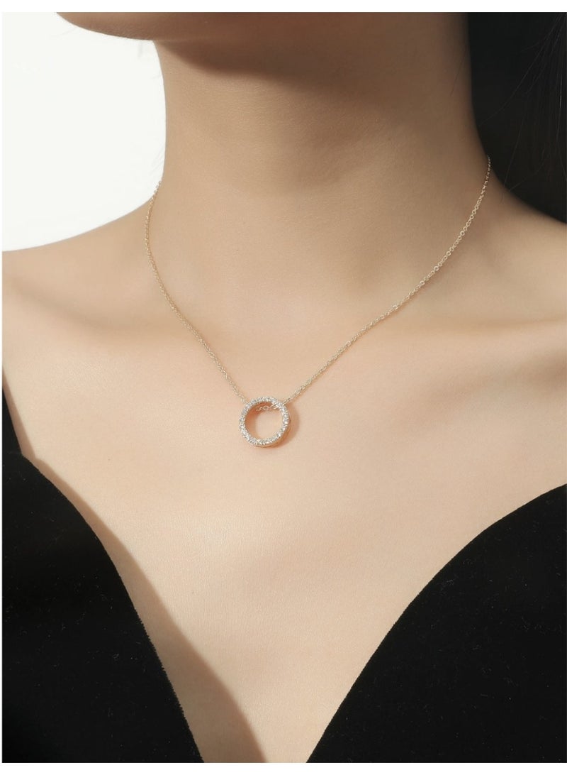 Round Loop Necklace With Fixed Knot And Cubic Zirconia — - Image 1