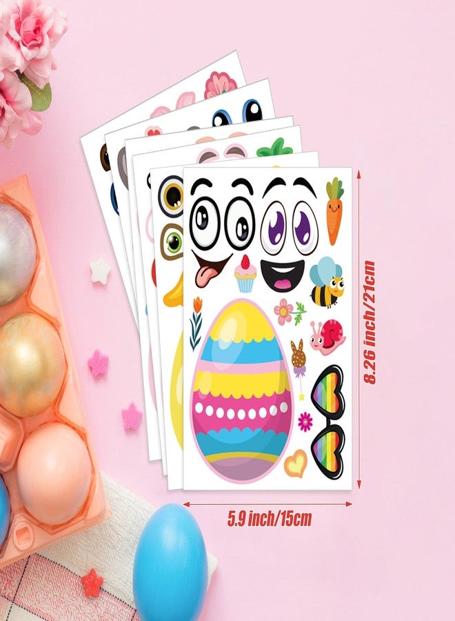 Cosomia 24 Sheets of Easter Stickers for Kids: 6 Unique Colorful Eggs Designs for Easter Basket Stuffers, Decorative Party Favor Activities and Craft Supplies, Make A Face Stickers for Girls and Boys - Image 3