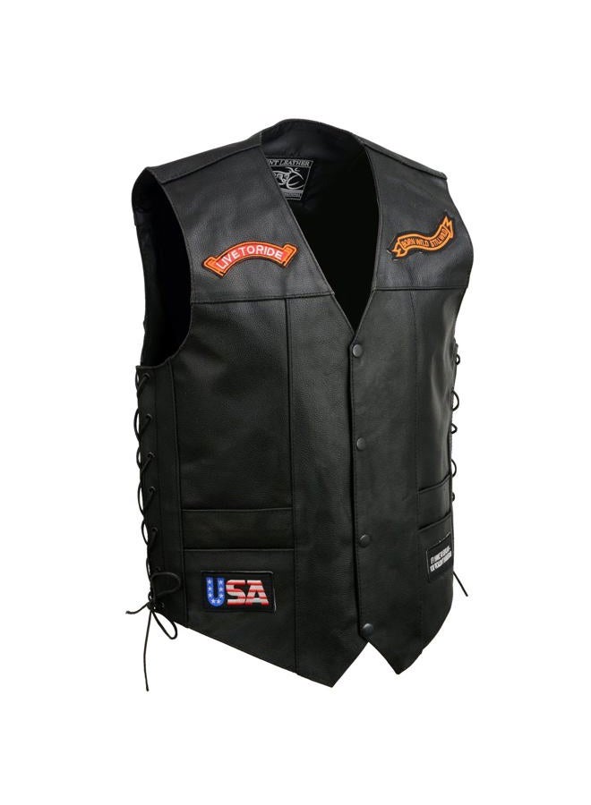 EVENT LEATHER ELM3930 Men's Black Leather Side Lace Live to Ride Pre-Patched Vest - 3X-Large - Image 5