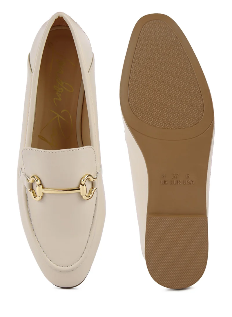 London Rag Ecru Semi Casual Faux Leather Loafers