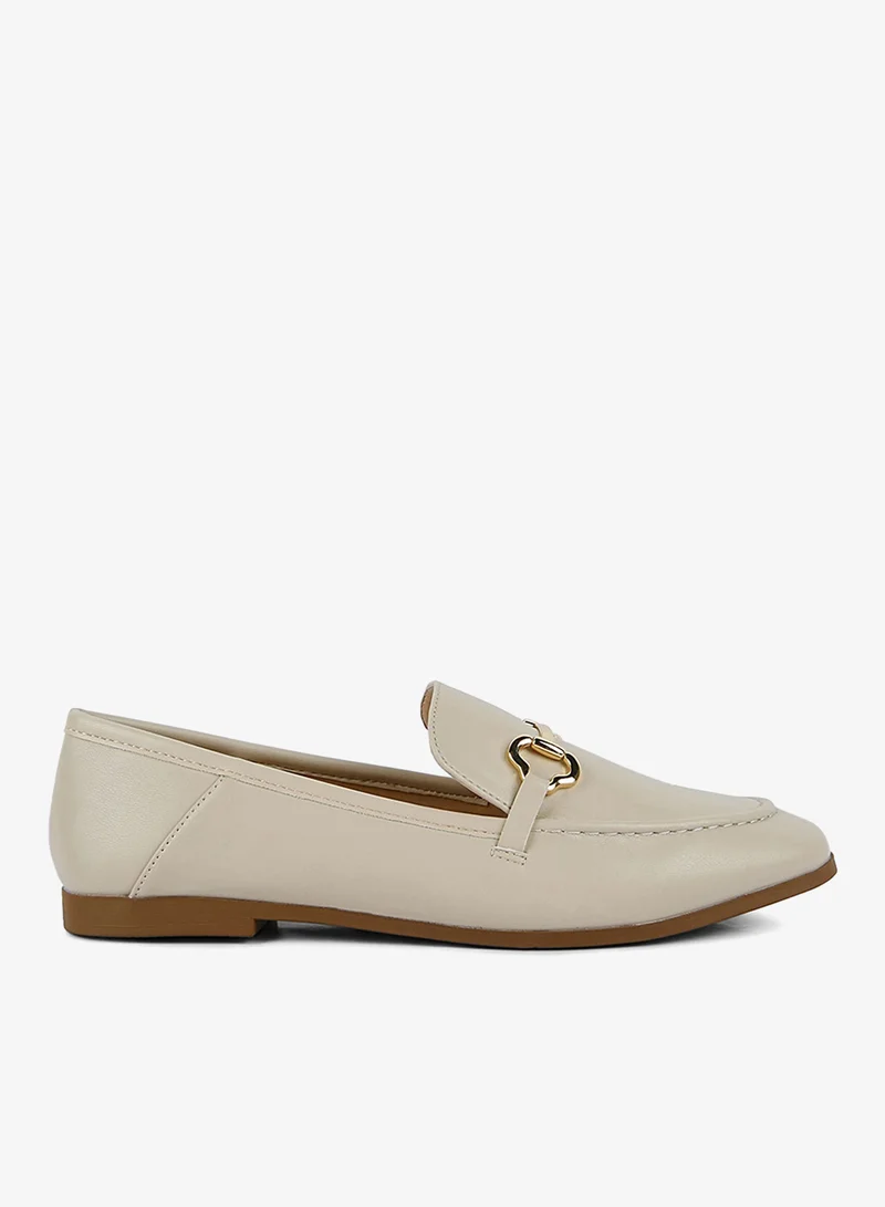 Ecru Semi Casual Faux Leather Loafers