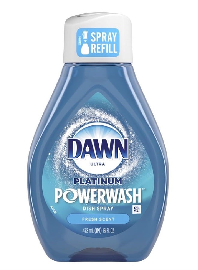 Dawn Platinum Powerwash Dish Spray, Dish Soap, Fresh Scent Refill, 16 Fl Oz (Pack of 6)