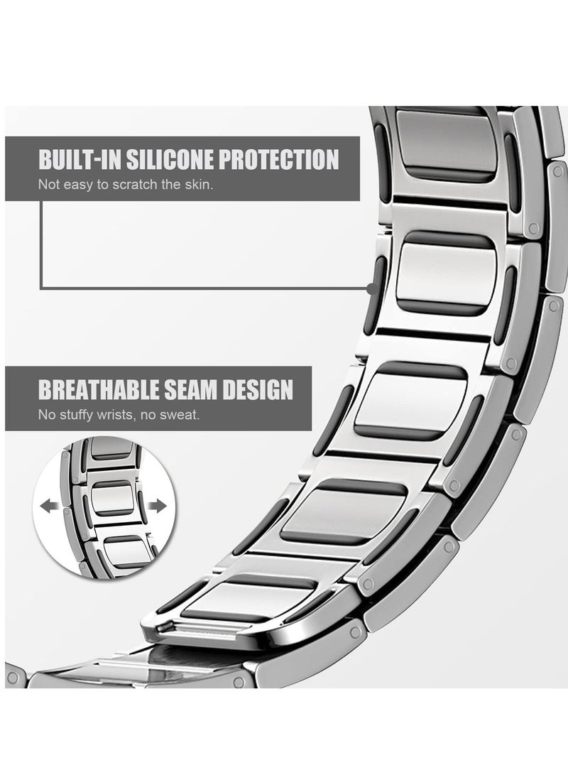 KASTWAVE Metal Straps Compatible with Apple Watch 45mm/44mm, Magnetic Metal iWatch Replacement Bands, Stainless Steel Strap for Apple Watch Series 7/6/5/4/SE (Sliver) - Image 5
