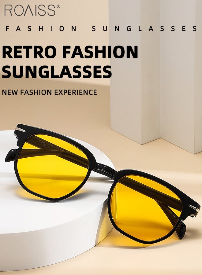 رويس نظارة شمسية دائرية للرجال، قطعتان، حماية من الأشعة فوق البنفسجية 400، نظارات شمسية أنيقة مزخرفة للحفلات الخارجية والتصوير الفوتوغرافي في الشوارع - Image 5