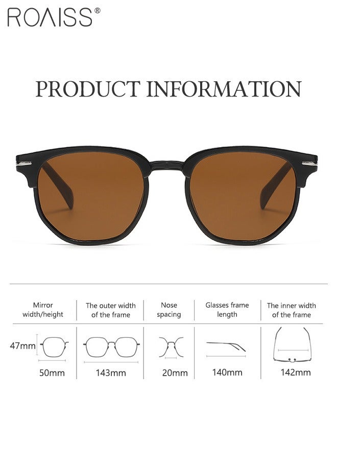 رويس نظارة شمسية دائرية للرجال، قطعتان، حماية من الأشعة فوق البنفسجية 400، نظارات شمسية أنيقة مزخرفة للحفلات الخارجية والتصوير الفوتوغرافي في الشوارع - Image 3
