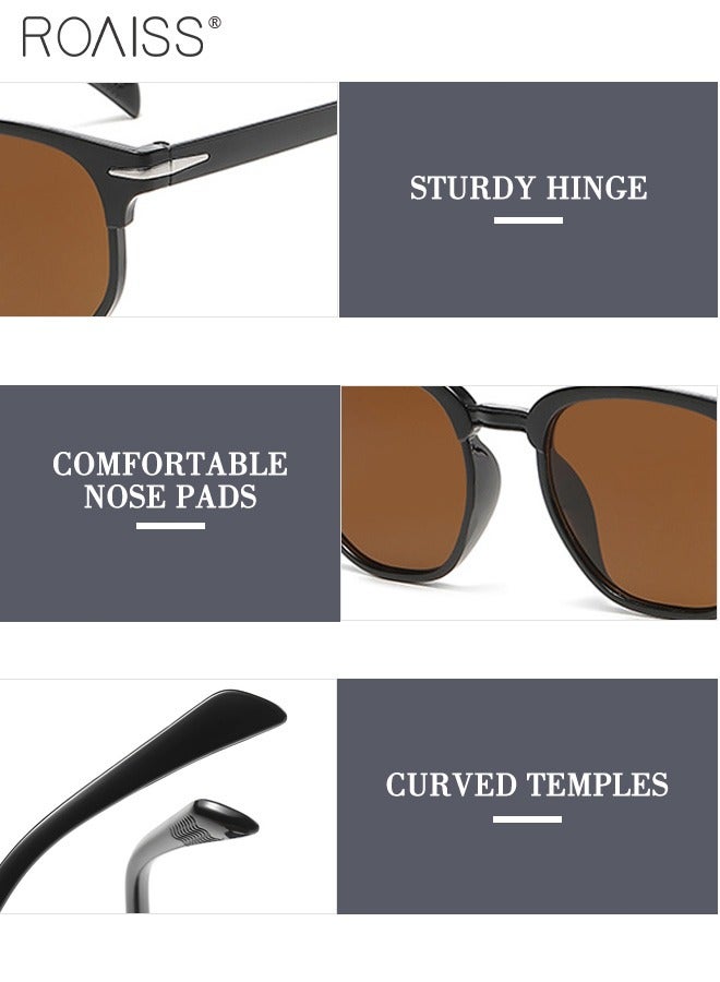 رويس نظارة شمسية دائرية للرجال، قطعتان، حماية من الأشعة فوق البنفسجية 400، نظارات شمسية أنيقة مزخرفة للحفلات الخارجية والتصوير الفوتوغرافي في الشوارع - Image 4