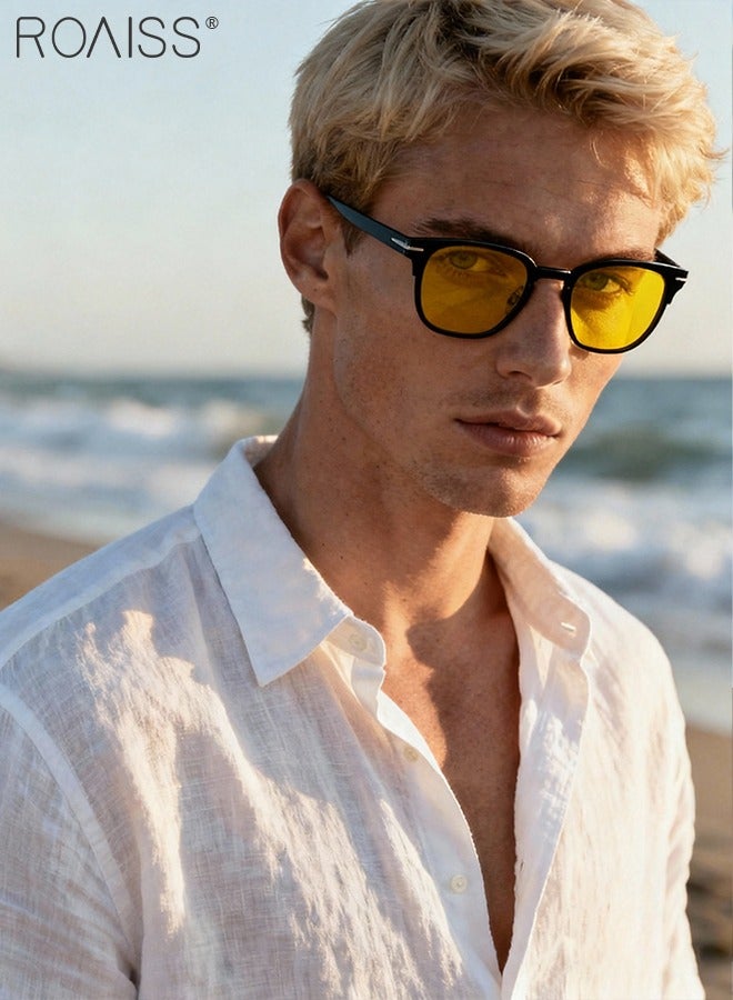 رويس نظارة شمسية دائرية للرجال، قطعتان، حماية من الأشعة فوق البنفسجية 400، نظارات شمسية أنيقة مزخرفة للحفلات الخارجية والتصوير الفوتوغرافي في الشوارع - Image 2