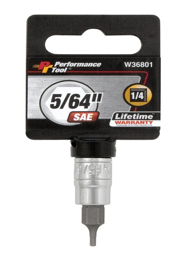 Performance Tool W36801 Chrome 1/4 Drive Hex Bit Socket, 5/64 - Image 1