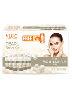 VLCC VLCC Pearl Facial Kit with FREE Rose Water Toner - 300g + 100ml | Luminous and Radiant Skin | At Home Facial with Pearl Extracts, Sandalwood, Turmeric & Aloe Vera | Tan Removal Facial Kit. 