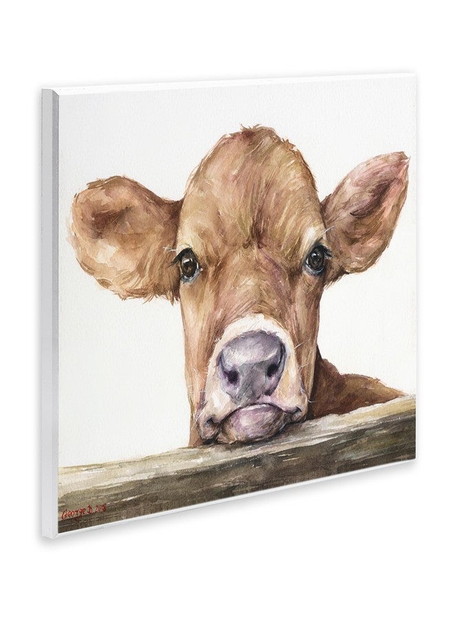 Stupell Industries Cute Baby Cow Animal Watercolor Painting Wall Plaque Art Design By Artist George Dyachenko - Image 3