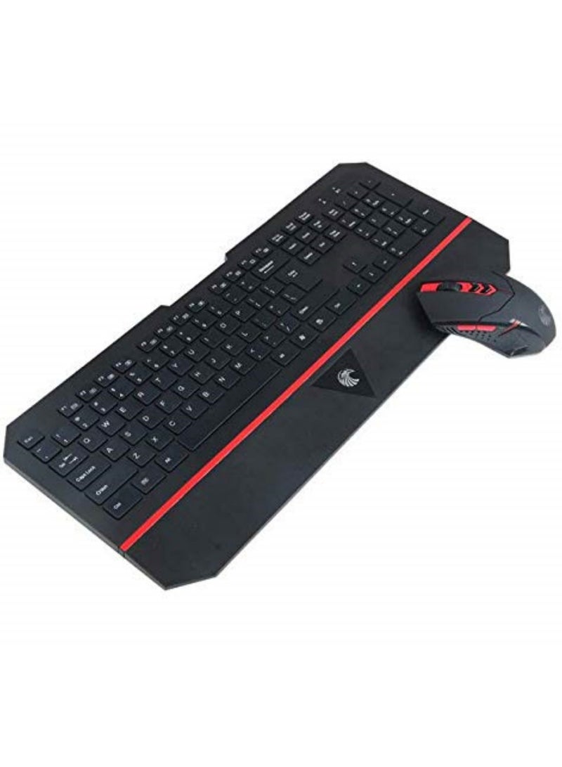 E780 Wireless Keyboard and Mouse Combo 24G Gaming Set for PC Desktop Notebook with Streamlined Laser Mouse Comfort Hand Cradling Shape Non-Slip Design Edge Light LED Backlight - Image 1