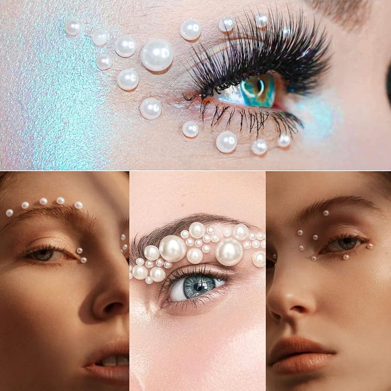 بيلي بوست BELLEBOOST Nail Art Flat Back Half Round Pearl Kits 3, 1 Box of 6000 Pcs Flat-Back White Pearl with Tweezer and Picker Pencil for Home DIY Nails Body Face Craft and Salon Use - Image 5