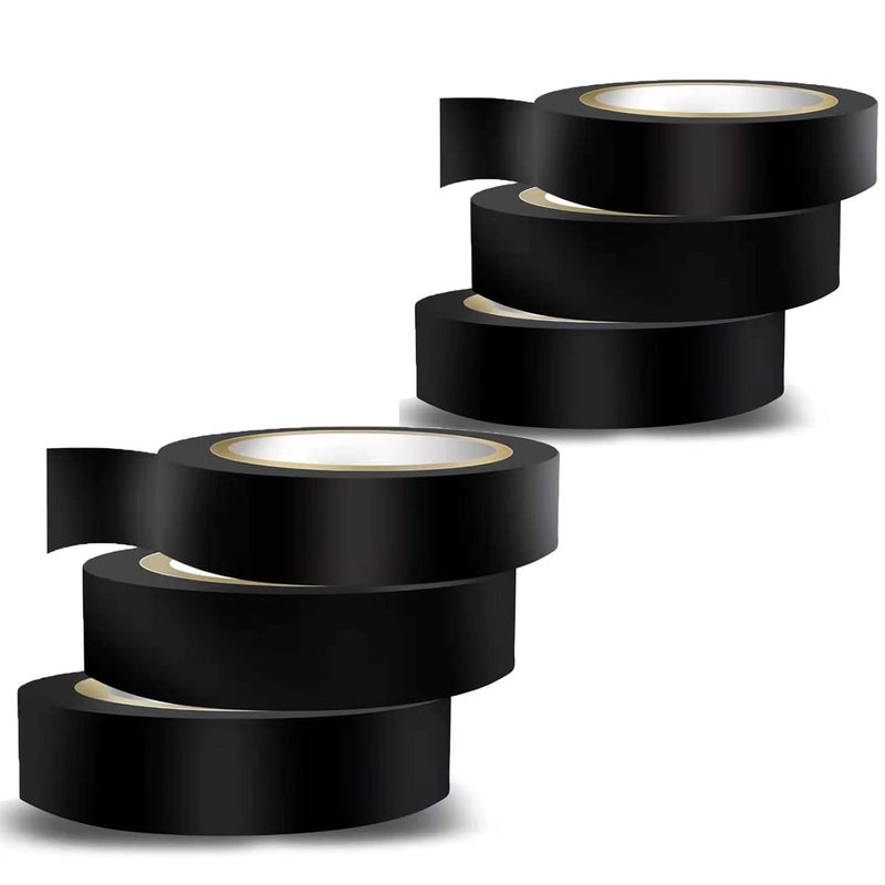 Wapodeai 6PCS Electrical Tape, Flame Retardant Indoor Outdoor High Temperature Resistance Electric Tape, Premium Black Waterproof Tape, 0.62 in X 49 ft - Image 1