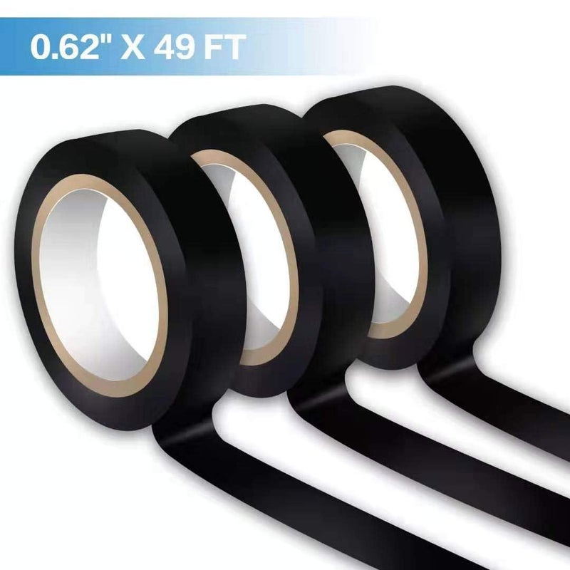 Wapodeai 6PCS Electrical Tape, Flame Retardant Indoor Outdoor High Temperature Resistance Electric Tape, Premium Black Waterproof Tape, 0.62 in X 49 ft - Image 2