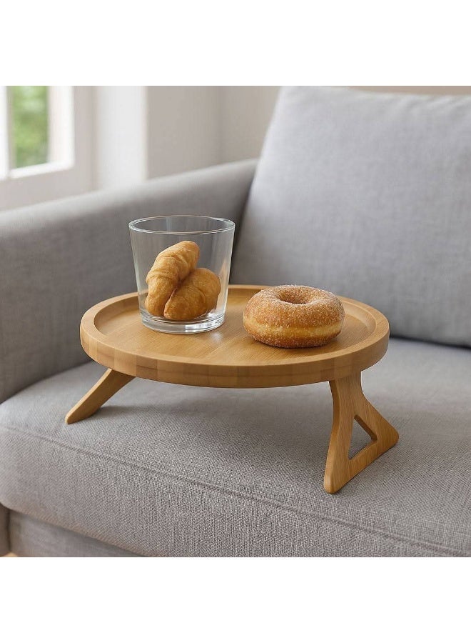 Wooden Sofa Armrest Tray – Natural Wood with Water-Resistant Coating – Couch Arm Table – Drink & Snack Organizer – Elegant Foldable Design - Image 5
