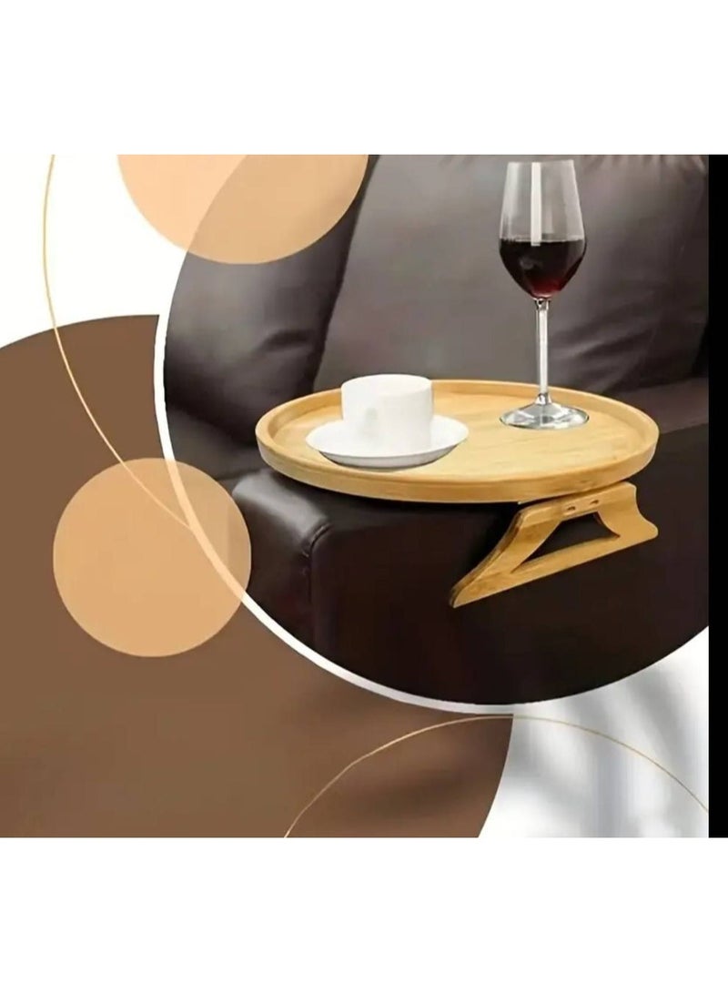 Wooden Sofa Armrest Tray – Natural Wood with Water-Resistant Coating – Couch Arm Table – Drink & Snack Organizer – Elegant Foldable Design - Image 2