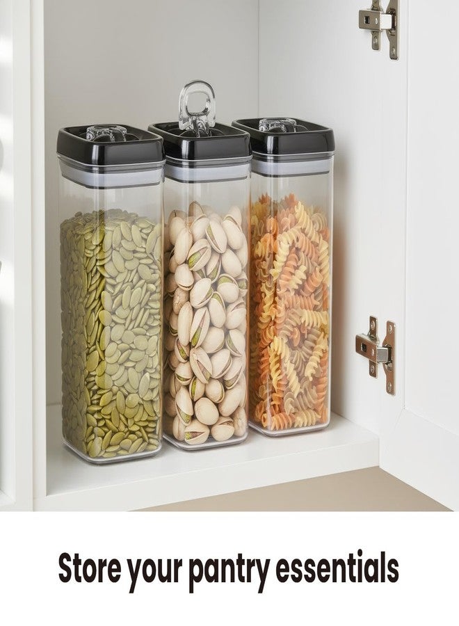 Felli Flip Tite Food Storage Container with Lid Airtight 4" Ring Seal Flip Top, Stackable Acrylic Canister Jar for Pantry Kitchen Counter, Snack Coffee Bean Granola Pet Treats Cracker Holder (1.2 L) - Image 2