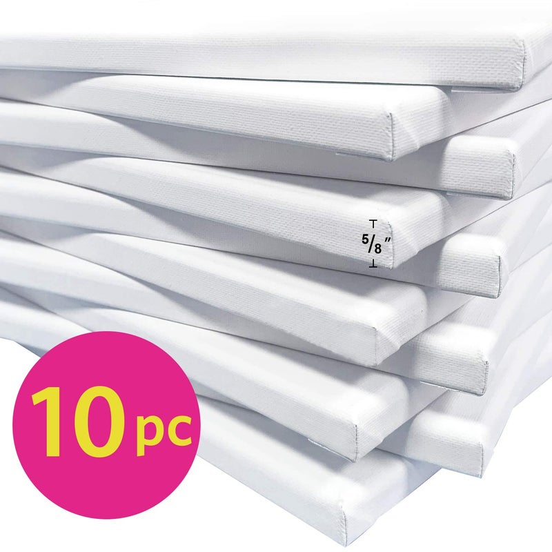 PHOENIX Stretched Canvas for Painting 8x10 Inch/10 Value Pack, 8 Oz Triple Primed 5/8 Inch Profile 100% Cotton White Blank Canvas, Artist Framed Canvas for Oil Acrylic & Pouring Art - Image 2