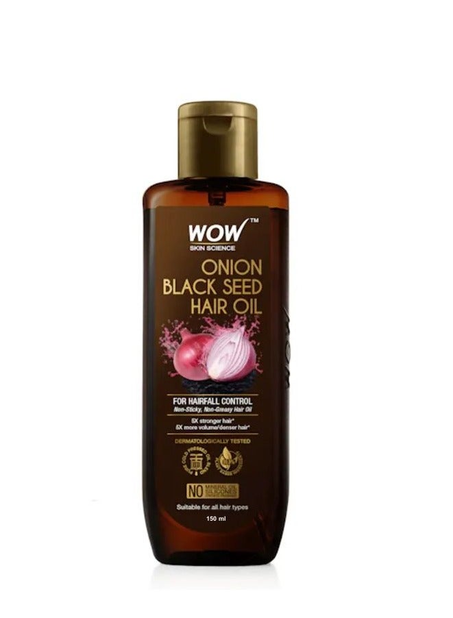 WOW Skin Science Onion Hair Oil for Hair Fall Control & Helps Promote Hair Growth - With Cold-Pressed Onion Black Seed Oil Extracts - No Mineral Oil - 150ml