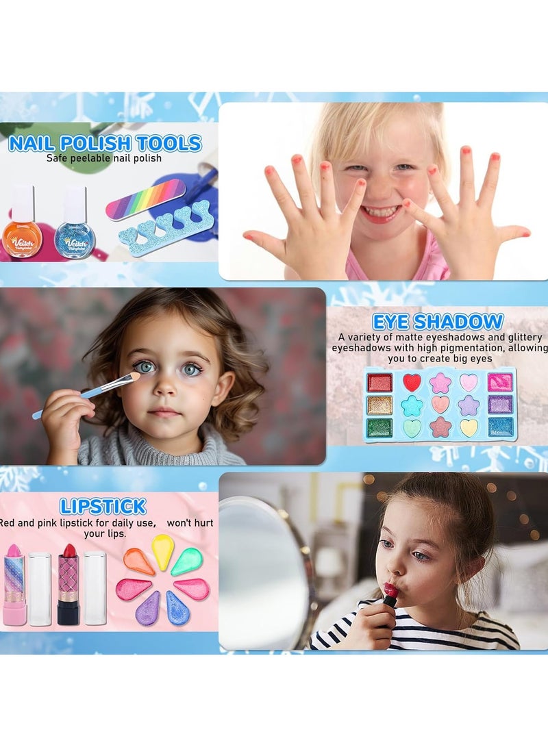 Harvestoy Washable Makeup Girls Toys,Girls Make Up Kit for Kids Inclubes 24 Pcs , Makeup Sets for Kid's Children Birthday Gifts Blue - Image 2