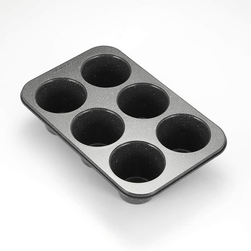Monfish Jumbo Deep Muffin Pan 6 Cup Carbon Steel Gray Stone non Stick Coating Muffin Tin 3.5diax3inch cup - Image 2