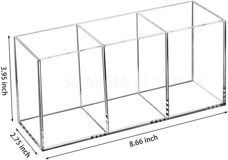 SHARMA PLASTICS multi purpose stand toothbrush holder pen stand table organizer brush holder makeup holder (Clear Acrylic) - Image 2