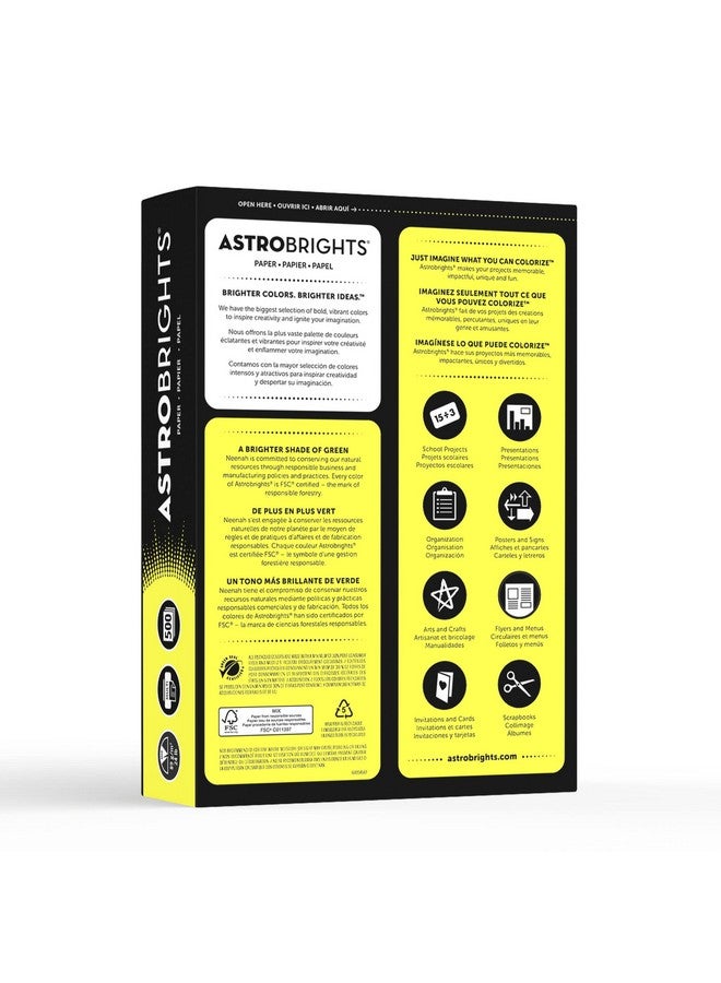 Astrobrights Bright Color Paper Neenah Astrobrightsletter Paper Size 24 Lb Fsc Certifiedliftoff Lemon Ream Of 500 Sheets - Image 3