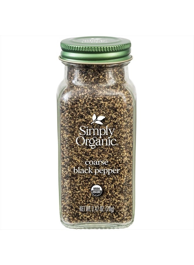 Simply Organic Black Pepper, Coarse Grind, Certified Organic, Vegan | 2.47 oz | Piper nigrum L. - Image 1