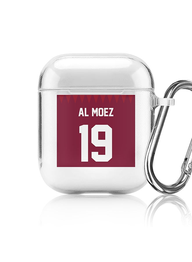 Stylizedd Classic Clear printed Case for Apple Airpods 2 / 1 Soft TPU Gel Thin Transparent Flexible Cover - Football Team - Qatar, Player Name - Al Moez - Image 1