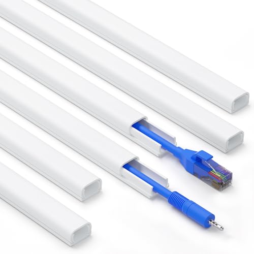 ZhiYo 85in Cord Covers for Wires on Wall, 1 Mini Cord Hider Wall, Self-Adhesive Wire Covers for Cords, Paintable TV Cable Hider Cable Management Kit, 6X L14.2in, W0.46in H0.3in, CMR05 White - Image 1