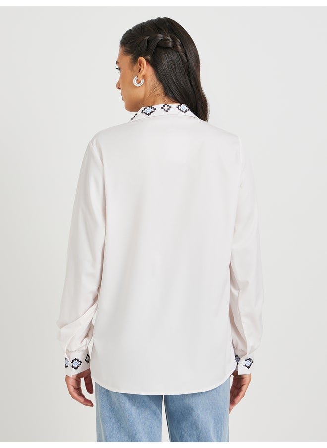Take Two Take Two Graphic Print Spread Collar Oversized Shirt  - Image 5